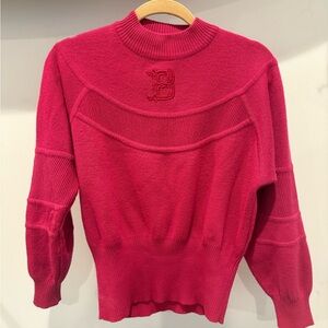 Bogner Pink Ribbed Mock Neck Sweater